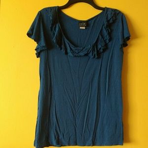 Teal t-shirt with ruffle detail!
